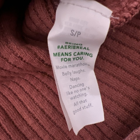 Aerie Womens Size Small Anytime Wave Waffle Shirt Button Up Pink - Picture 8 of 11